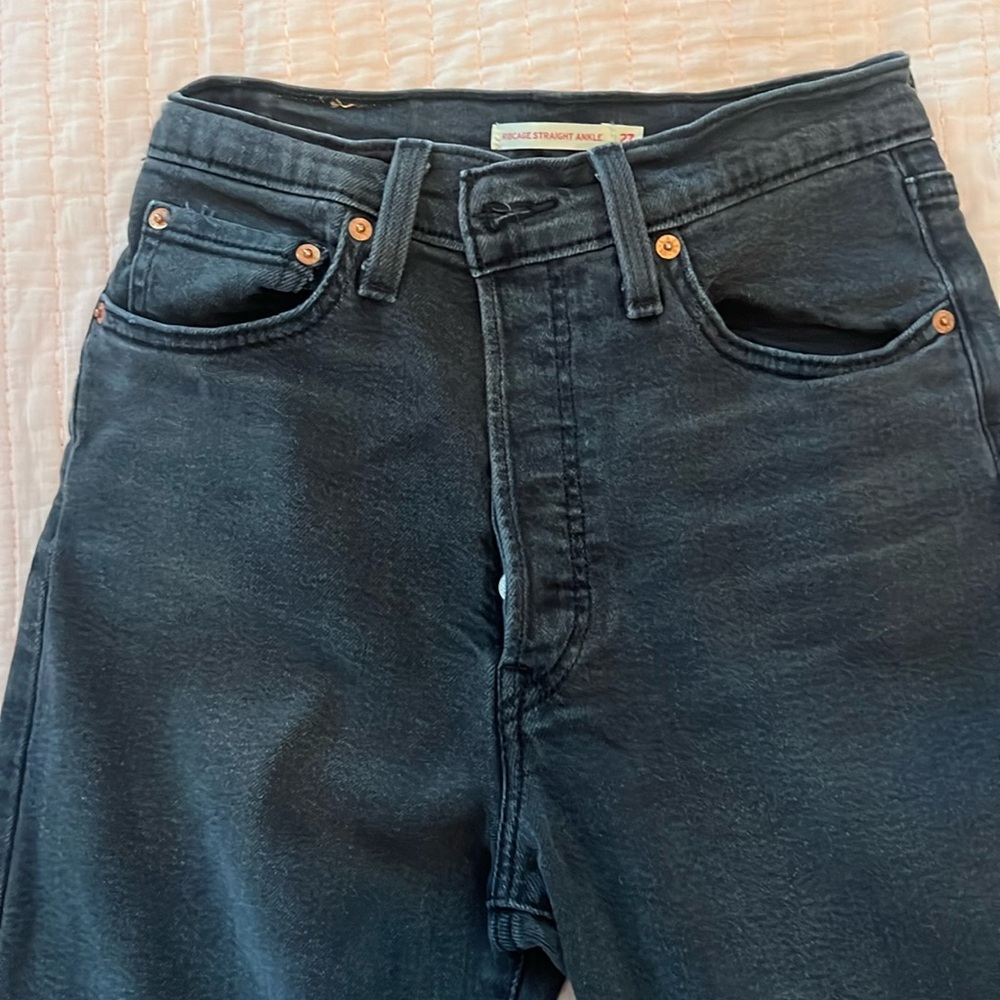 LEVIS ribcage straight black denim jeans wide leg